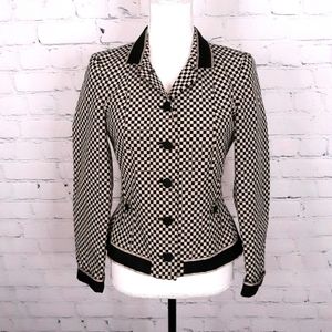 GIORGIO ARMANI VTG Wmns Black & Tan Checkerboard Waist Length Jacket S-M